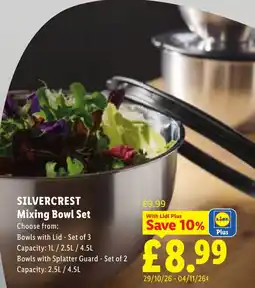 Lidl Silvercrest mixing bowl set offer