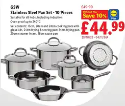 Lidl Stainless Steel Pan Set - 10 Pieces offer
