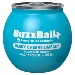 Iceland Buzzballz Blue Cherry Cocktail Berry Limeade 20cl (13.5% ABV) offer