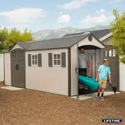 Costco Lifetime 17.5ft x 8ft (5.3 x 2.4m) Dual Entry Outdoor Storage Shed - Model 60213 offer