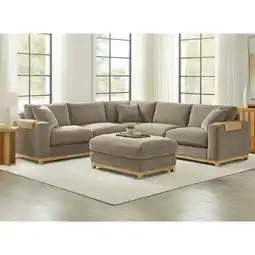 Costco Aiden & Ivy Hawthorne Brown Fabric 4 Piece Corner Sofa offer