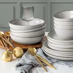 Costco Over & Back Stoneware Dinnerware Set, 16 Piece in 2 Colours offer