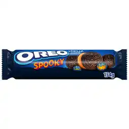 Iceland Oreo Spooky Cocoa Sandwich Cookies with Vanilla Flavour Filling 154g offer