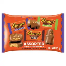 Iceland Reese's Peanut Butter Halloween Pumpkins, Ghosts & Bats Assorted Snack Size Shapes 221g offer