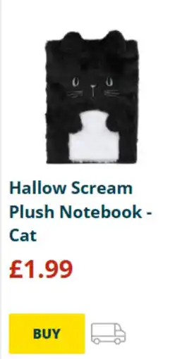 Home Bargains Hallow Scream Plush Notebook - Cat offer