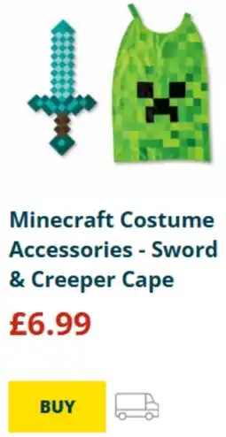 Home Bargains Minecraft Costume Accessories - Sword & Creeper Cape offer