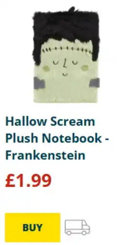 Home Bargains Hallow Scream Plush Notebook - Frankenstein offer