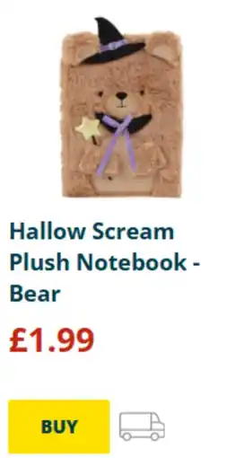 Home Bargains Hallow Scream Plush Notebook - Bear offer