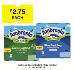 SuperValu Ambrosia devon custard / rice pudding offer