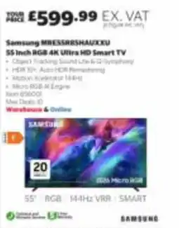 Costco Samsung 55 inch rgb 4k ultra hd smart tv offer