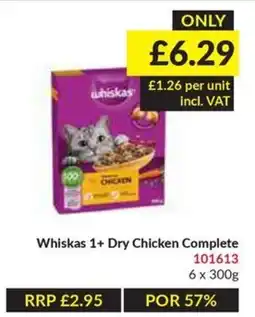 Musgrave MarketPlace Whiskas 1+ Dry Chicken Complete offer