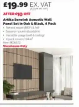 Costco Artika Sonolok Acoustic Wall Panel Set in Oak & Black offer