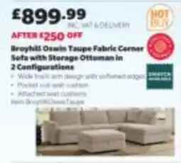 Costco Broyhill Oswin Taupe Fabric Corner Sofa with Storage Ottoman in 2 Configurations offer