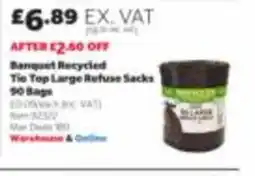 Costco Banquet Recycled Tie Top Large Refuse Sacks offer