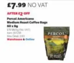 Costco Percol americano medium roast coffee bags offer