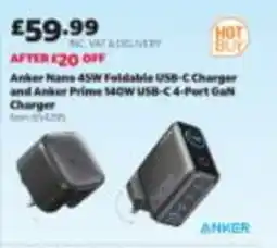 Costco Anker nano 45w foldable usb-c charger and anker prime 140w usb-c 4-port gan charger offer