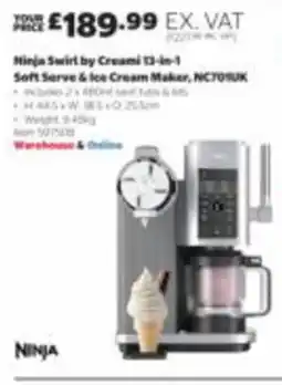 Costco Ninja swirl by creami 13-in-1 soft serve & ice cream maker offer
