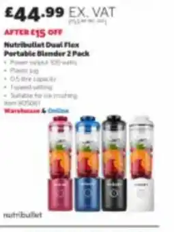 Costco Nutribullet Dual Flex Portable Blender 2 Pack offer