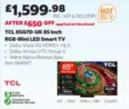 Costco Tcl 85 inch rgb-mini led smart tv offer