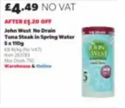 Costco John West tuna steak in spring water offer