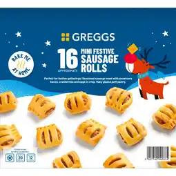 Iceland Greggs 16 Mini Festive Sausage Rolls 456g offer