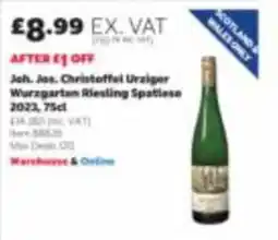 Costco Joh. Jos. Christoffel Urziger Wurzgarten Riesling Spatlese offer