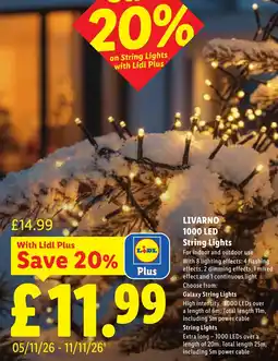 Lidl Livarno 1000 Led String Lights offer