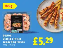 Lidl Deluxe cooked & peeled jumbo king prawns offer