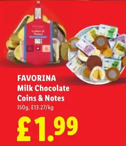 Lidl Favorina milk chocolate coins & notes offer