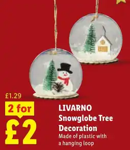 Lidl Livarno Snowglobe Tree Decoration offer
