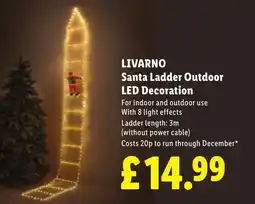 Lidl Livarno Santa Ladder Outdoor LED Decoration offer