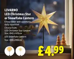 Lidl Livarno led christmas star or snowflake lantern offer