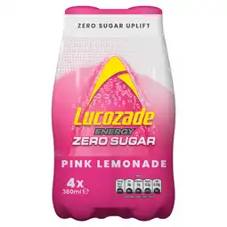 Iceland Lucozade Energy Zero Sugar Drink Pink Lemonade 4x380ml offer