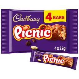 Iceland Cadbury Picnic Chocolate Bar 4 Pack Multipack (4x32g) 128 g offer