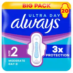 Iceland Always Ultra Sanitary Towels Moderate Flow Day (Size 2) Wings 20 Pads offer
