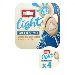 Iceland Muller Light Greek Style Coconut with Vanilla Yogurt 4 x 115g offer