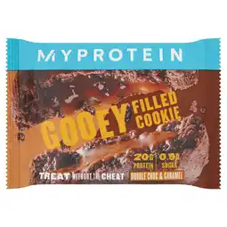 Iceland Myprotein Double Chocolate & Caramel Flavour Gooey Filled Cookie 75g offer