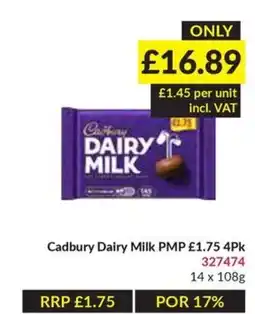 Musgrave MarketPlace Cadbury Dairy Milk PMP £1.75 4Pk offer