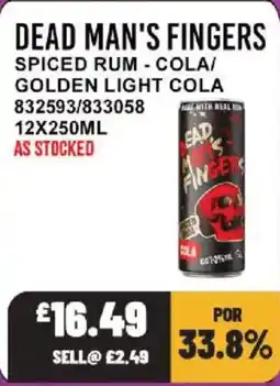 Bestway Dead man's fingers spiced rum - cola/golden light cola offer