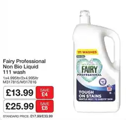 Booker Wholesale Fairy Professional Non Bio Liquid offer