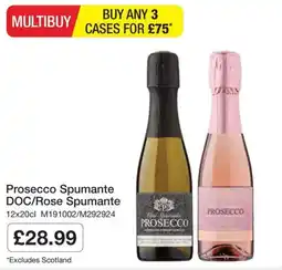 Booker Wholesale Prosecco Spumante DOC/Rose Spumante offer