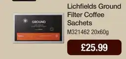 Booker Wholesale Lichfields ground filter coffee sachets offer