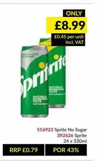 Musgrave MarketPlace Sprite No Sugar, Sprite offer