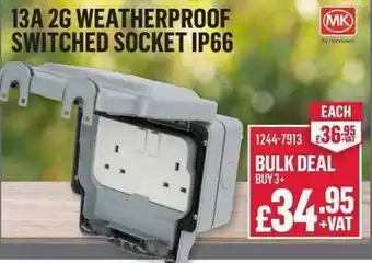 Staples 13A 2G Weatherproof Switched Socket IP66 offer