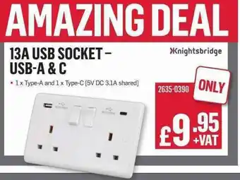 13A USB Socket - USB A & C