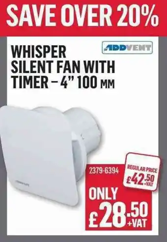 Poundstretcher Whisper Silent Fan with Timer 4' 100mm offer