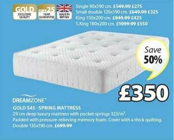 JYSK Gold S45 Spring Mattress offer