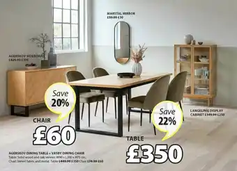 JYSK Agerskov Dining Table, Vasby Dining Chair offer