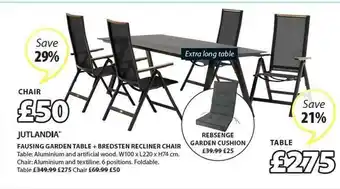 JYSK Fausing Garden Table, Bredsten Recliner Chair offer
