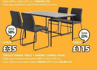JYSK Terslev Dining Table, Hammel Dining Chair offer